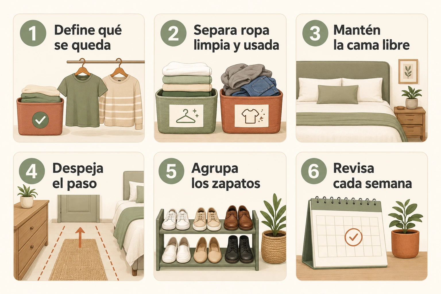 Checklist para organizar una recámara pequeña sin clóset
