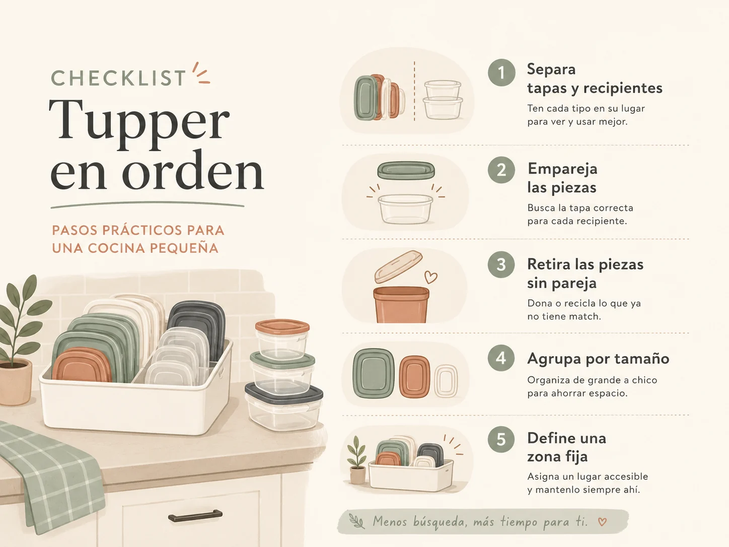 Checklist visual para organizar tapas de tuppers